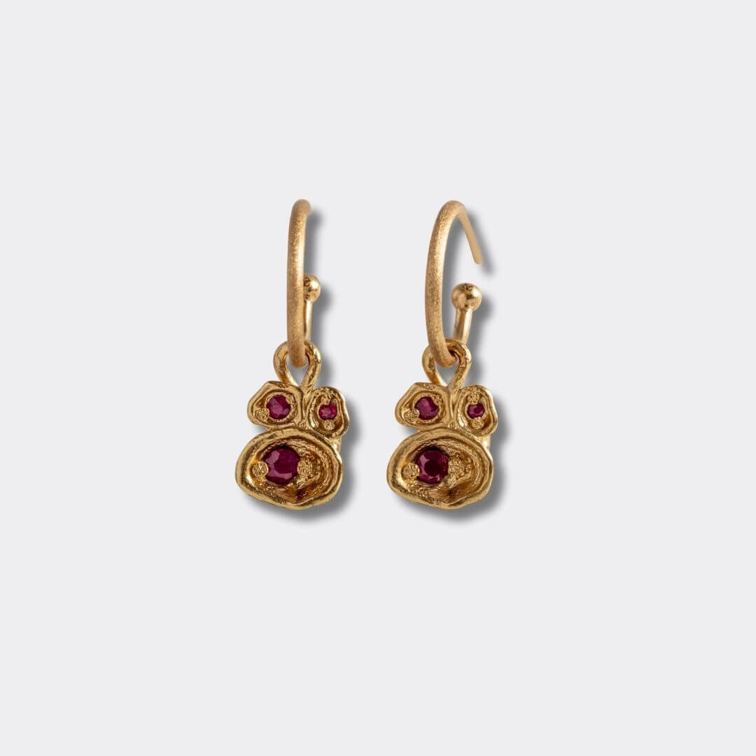 Ruby Gold Lichen Hoop Earrings