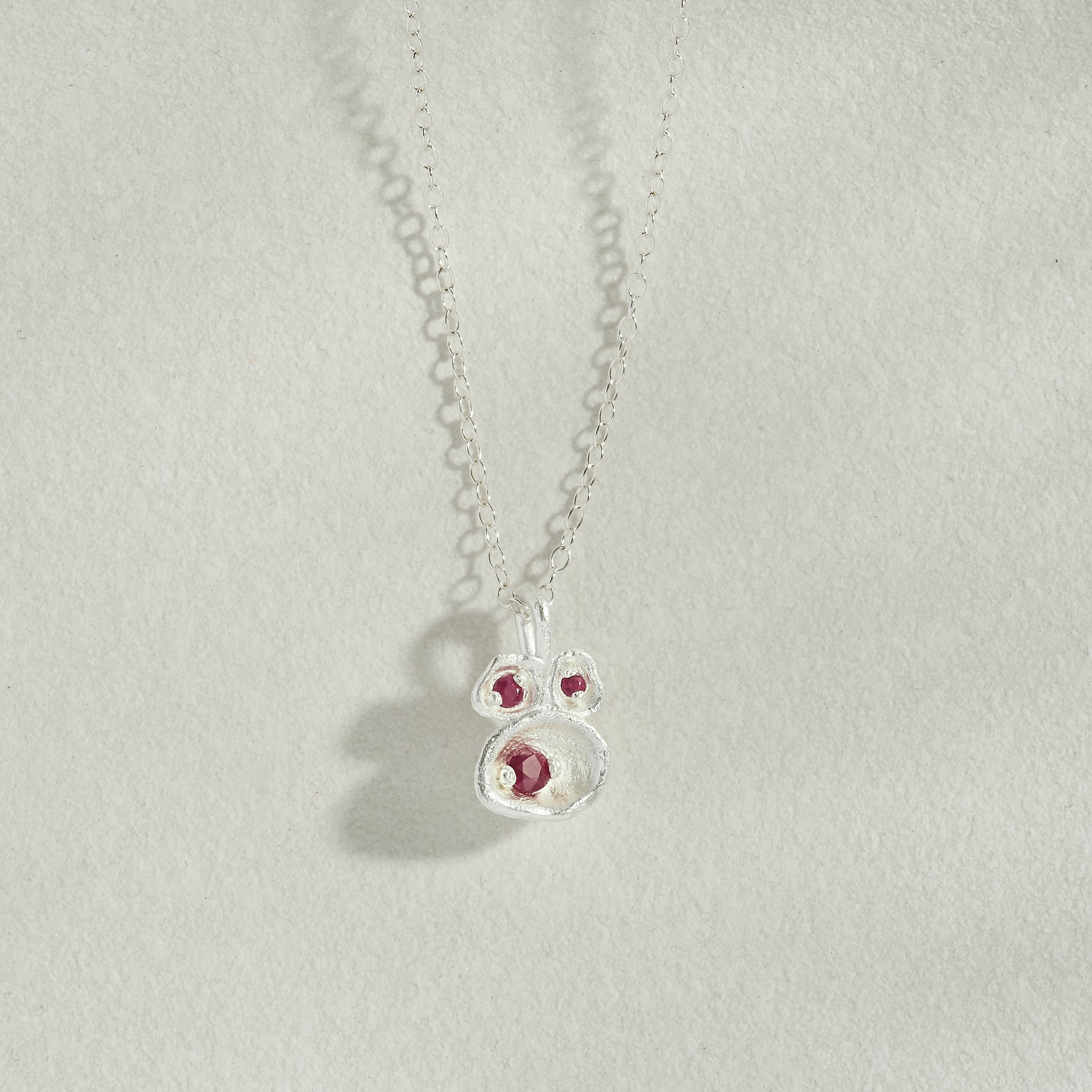 Ruby Silver Lichen Pendant Necklace