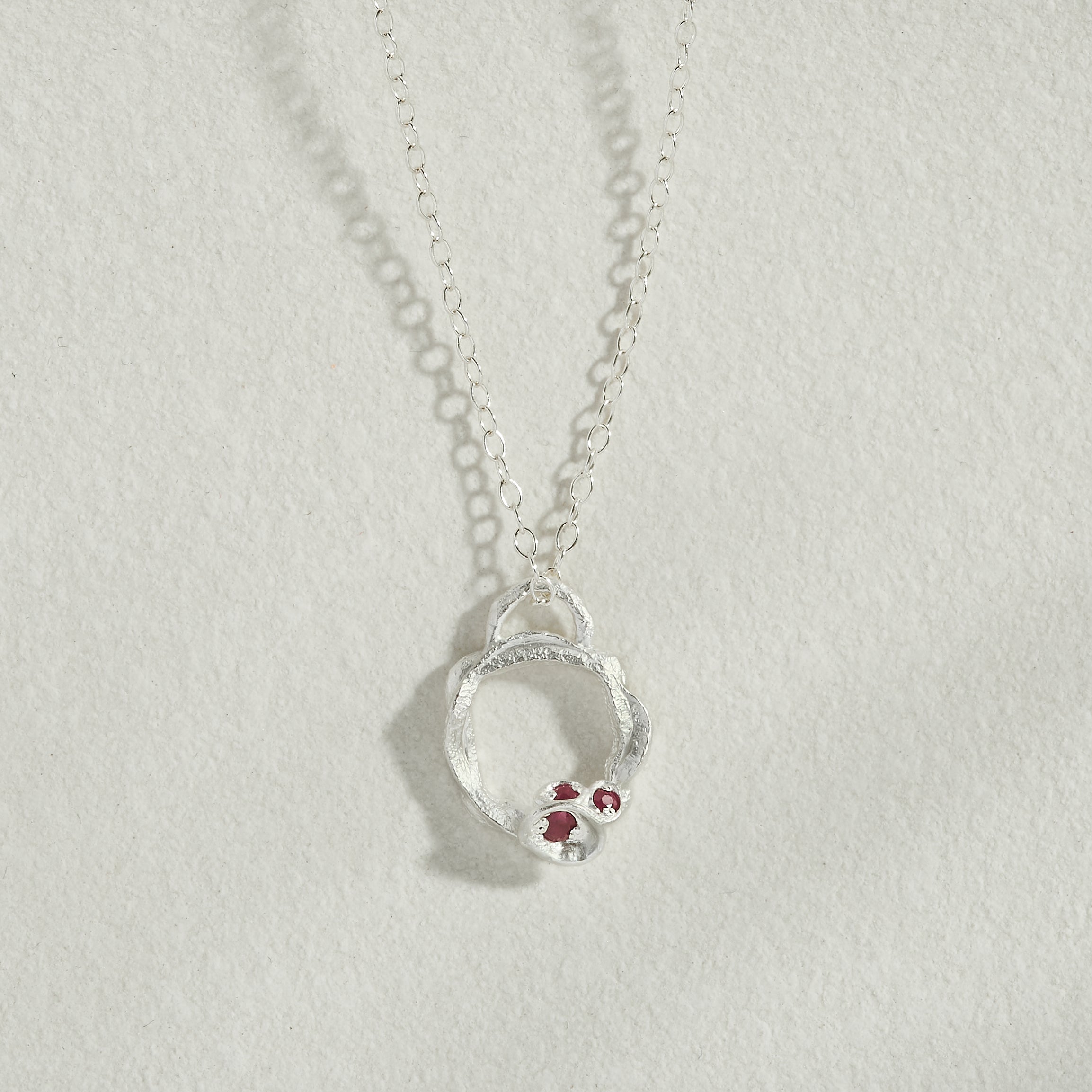 Ruby Silver Circle Necklace (Small)
