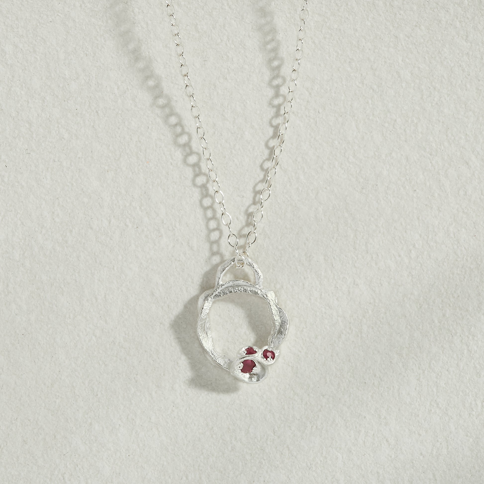 Ruby Silver Circle Necklace (Small)
