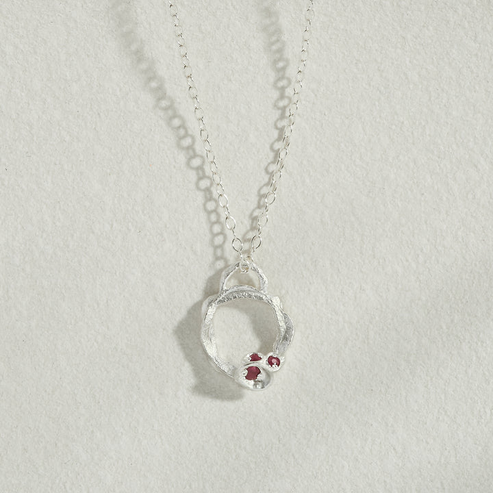 Ruby Silver Circle Necklace (Small)

