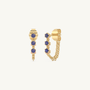 Sapphire 9ct Solid Gold Chain Stud Earrings