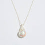 Pearl Silver Lichen Pendant Necklace 