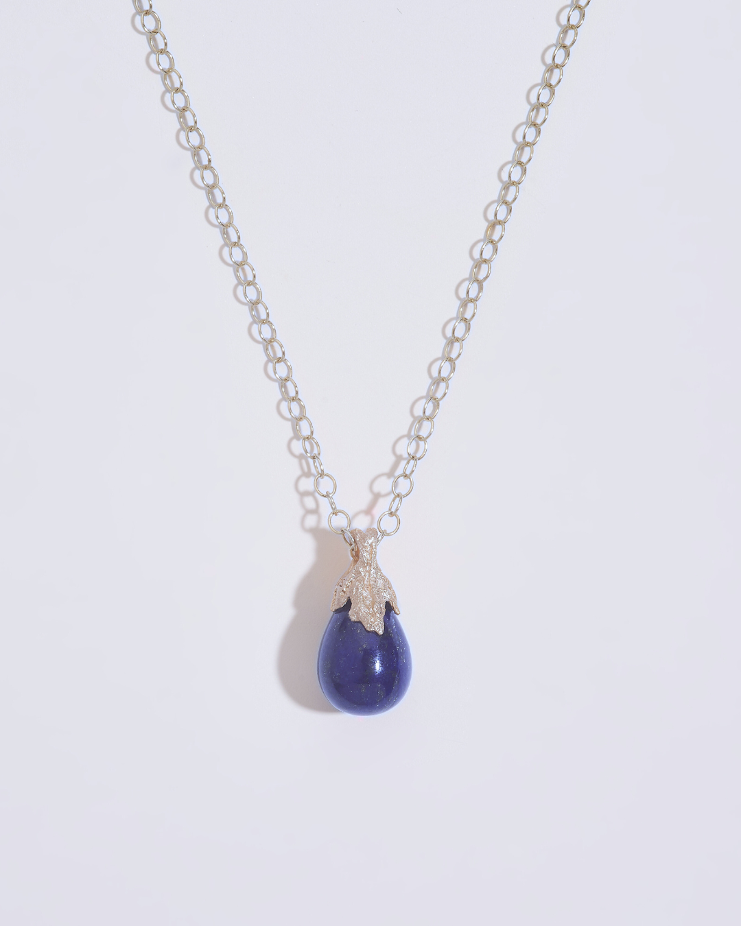 Lapis Lazuli Silver Lichen Pendant Necklace