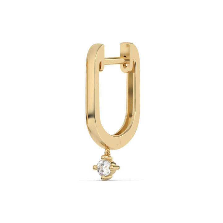  9ct Solid Gold Oval Huggie Hoop with Diamond - Single Earring