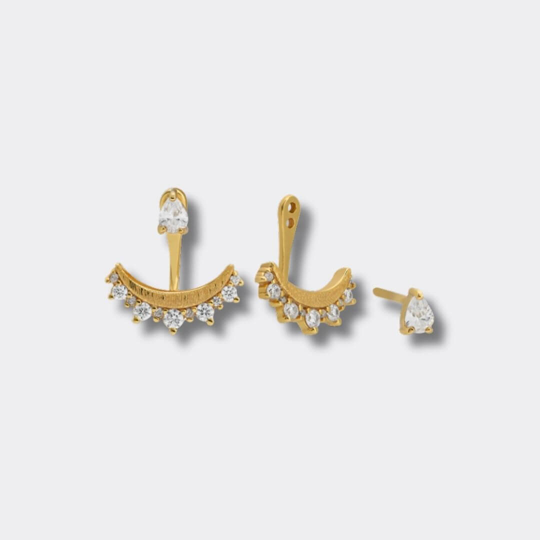Sparkly Gold Crescent Ear Jacket