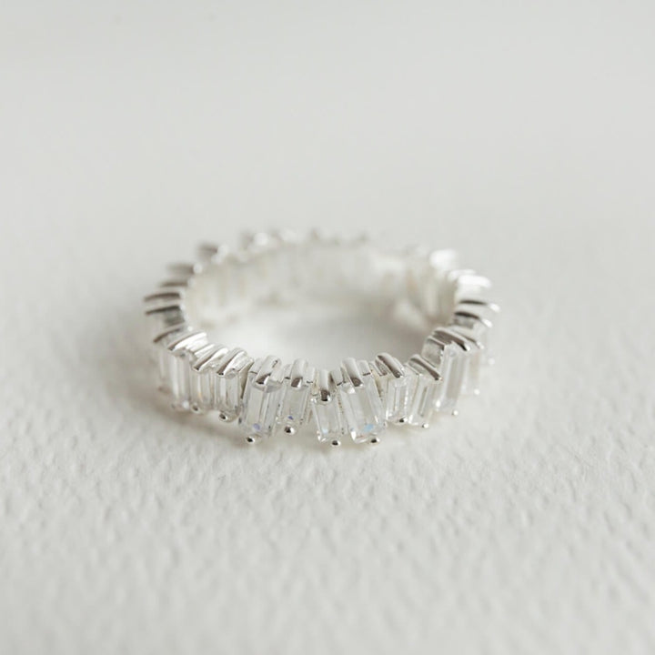 Statement Sparkly Silver Baguette Eternity Ring