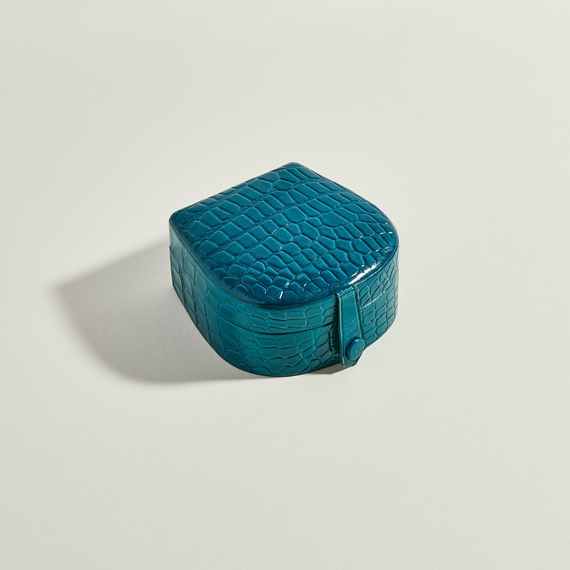 Teal Horseshoe Leather Jewellery Trinket Box