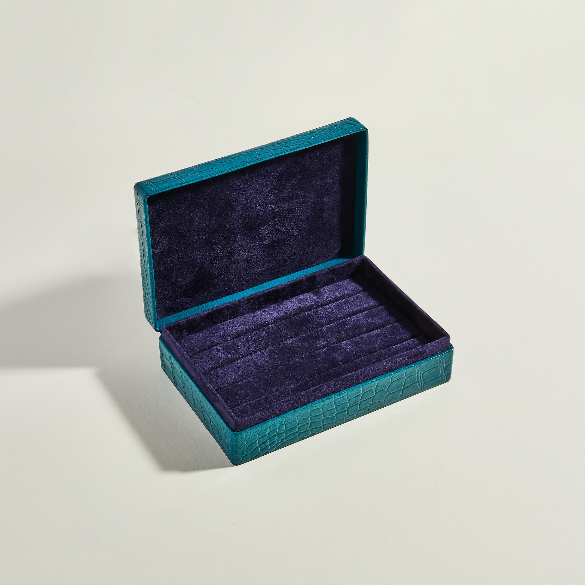 Teal  leather jewellery case