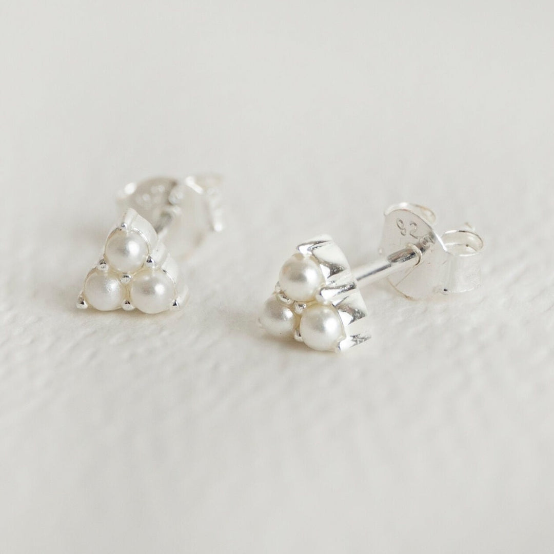 Triple Pearl Mini Stud Earrings - SilverTriple Pearl Mini Silver Stud Earrings