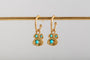 Turquoise gold lichen hoop earrings 