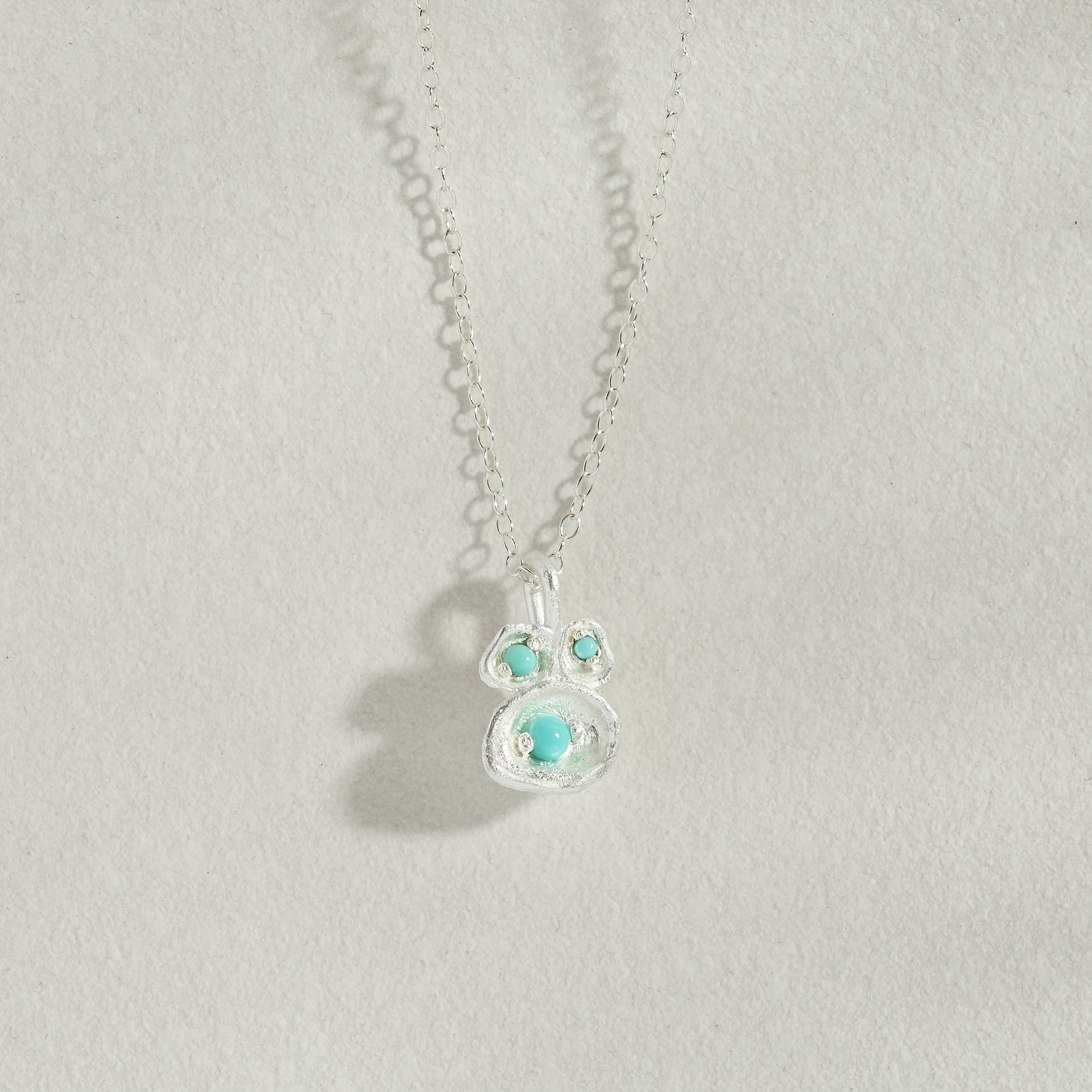 Turquoise Silver Lichen Pendant Necklace