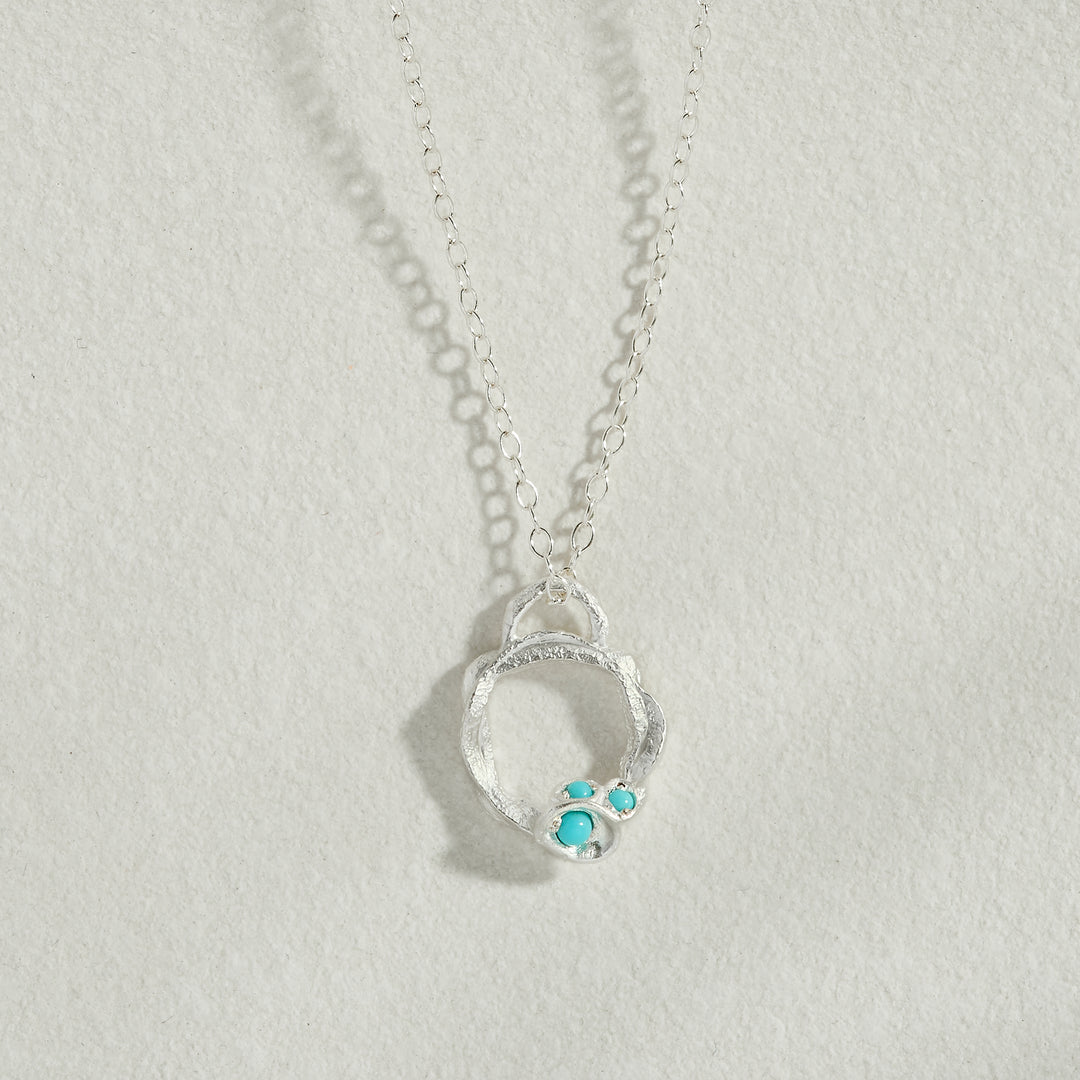 Turquoise Silver Circle Necklace (Small)