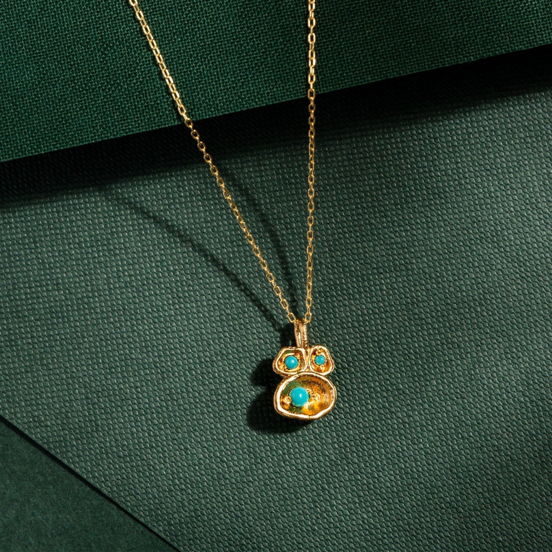 Birthstone Gold Small Lichen Pendant - Choose Your Gemstone