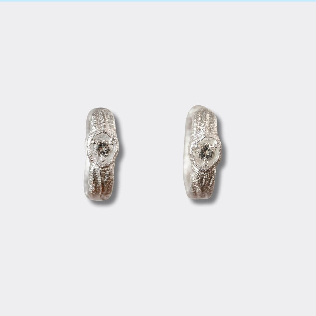White Topaz Silver Branch Hoop Earrings