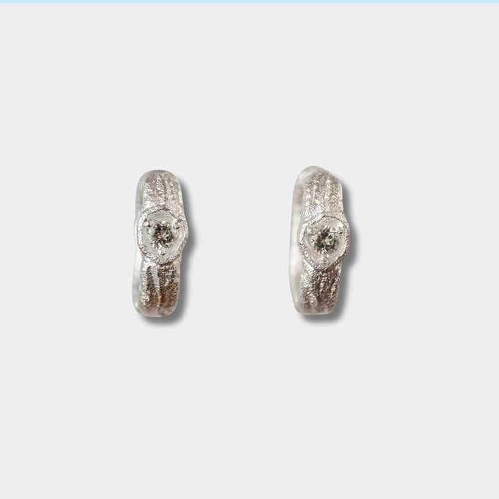 White Topaz Silver Branch Hoop Earrings