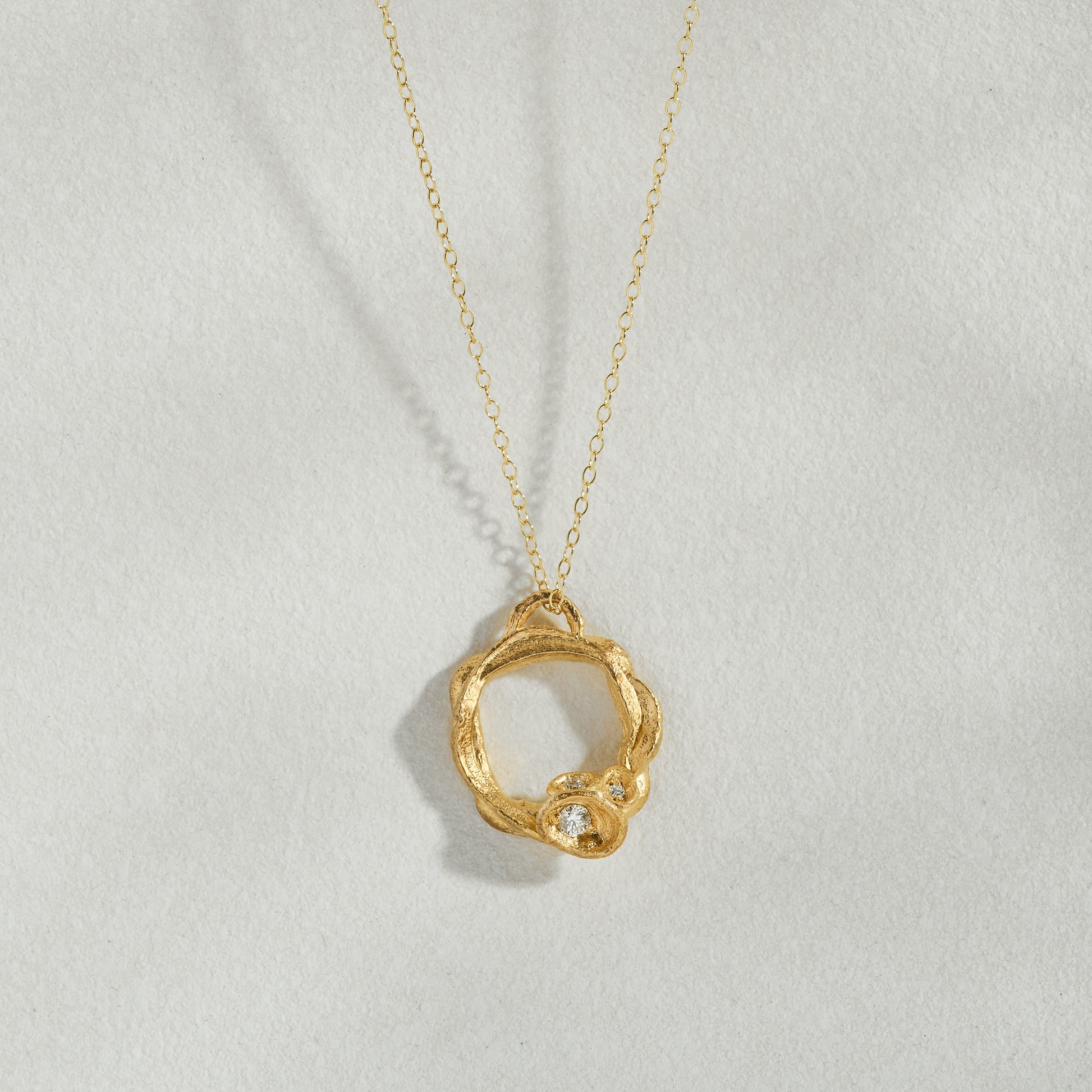 White Topaz Gold Circle Necklace (Large)
