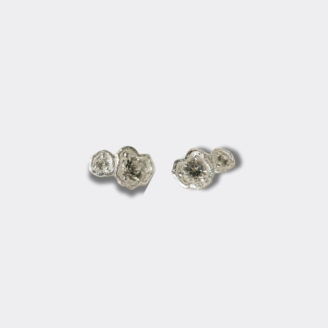 White Topaz Silver Climber Stud Earrings