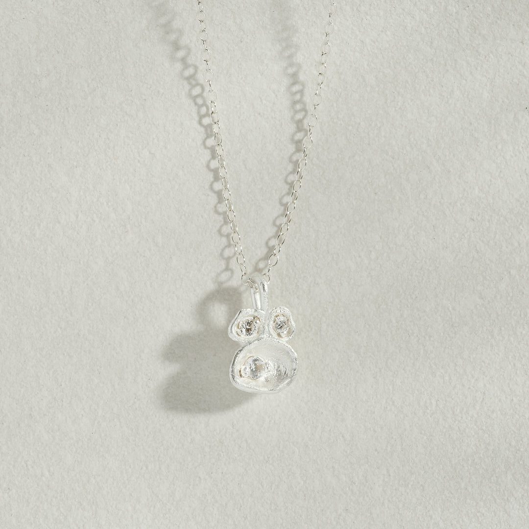 White Topaz Silver Lichen Pendant Necklace