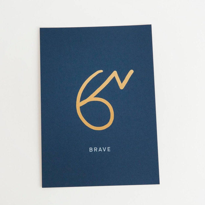 "Brave" Shorthand Slogan Art Print Blue (Unframed)