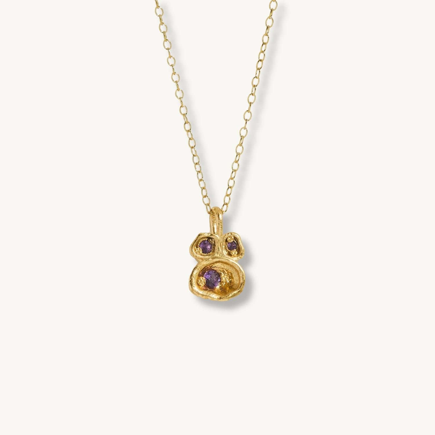 Amethyst Gold Lichen Pendant Necklace
