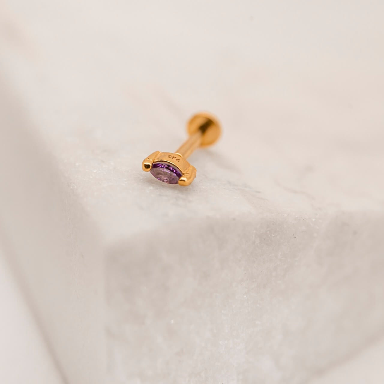 18k-gold-vermeil-and-oval-amethyst-cubic-zirconia-flat-back-labret-stud-earring-claire-hill-designs
