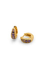 Amethyst Antique Gold Huggie Hoop Earrings