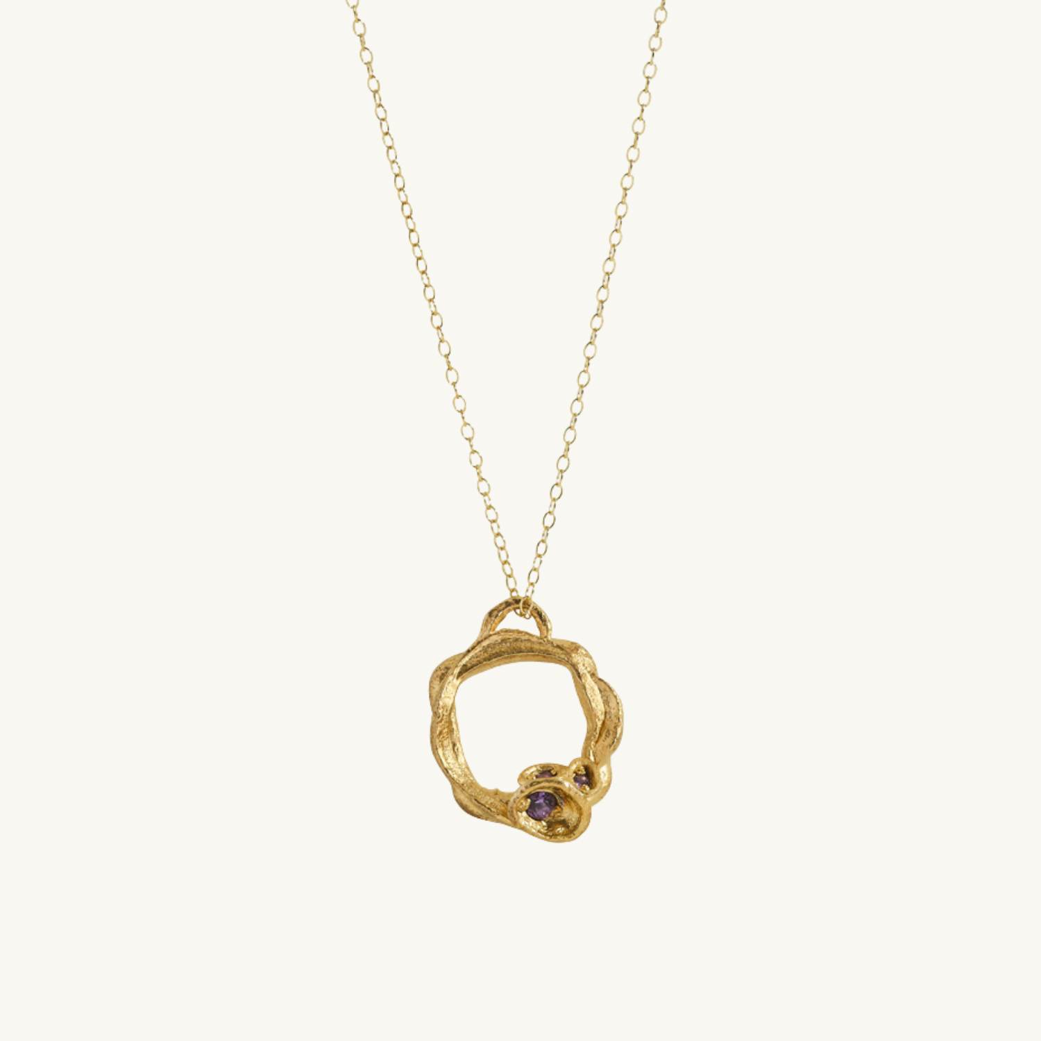 Amethyst Gold Circle Necklace (Large)