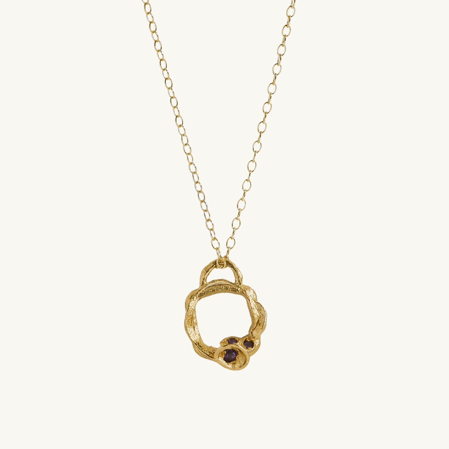 Amethyst Gold Circle Necklace (Small)