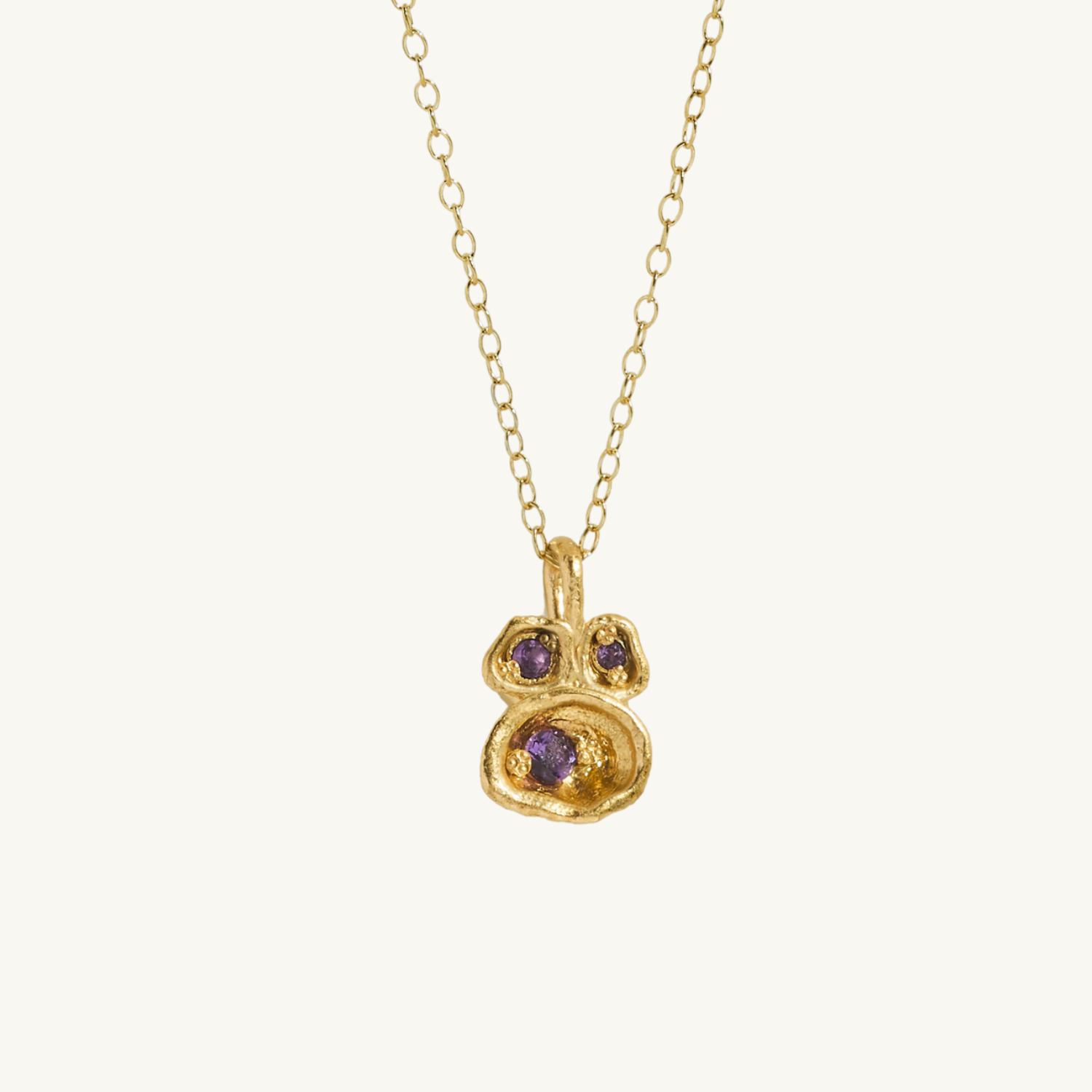 Amethyst Gold Lichen Pendant Necklace