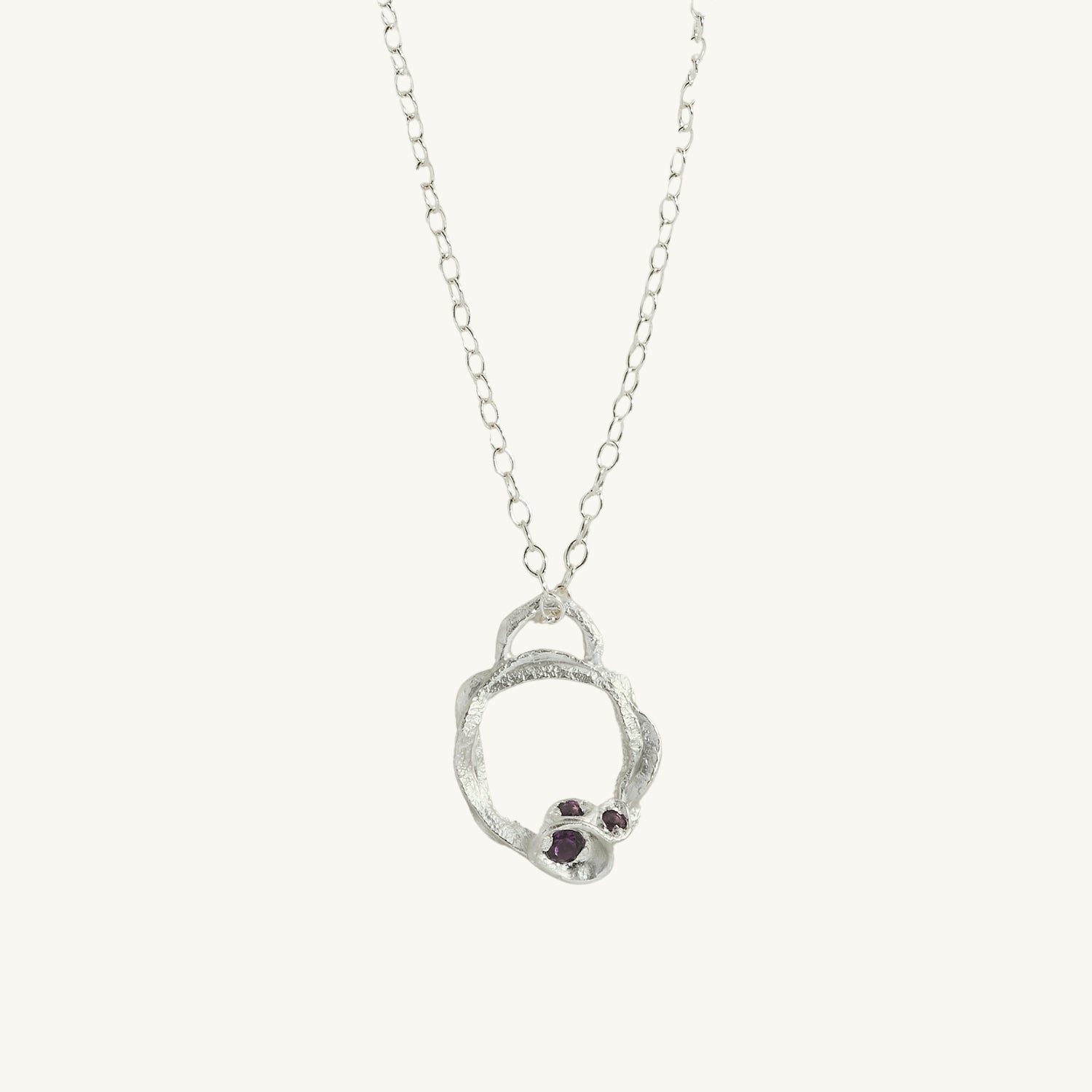 Amethyst Silver Circle Necklace (Small)