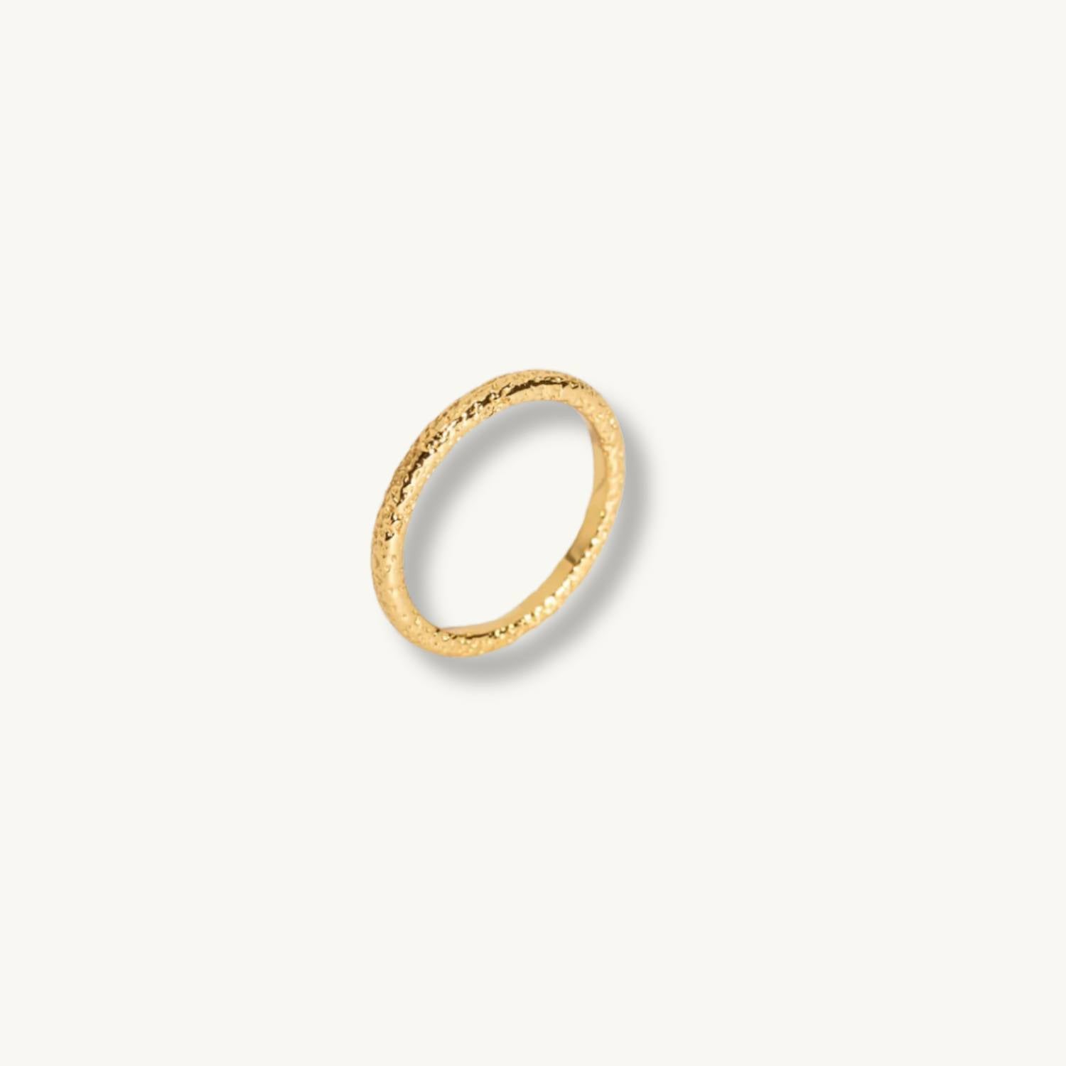 Antique-Textured Gold Stacking Ring
