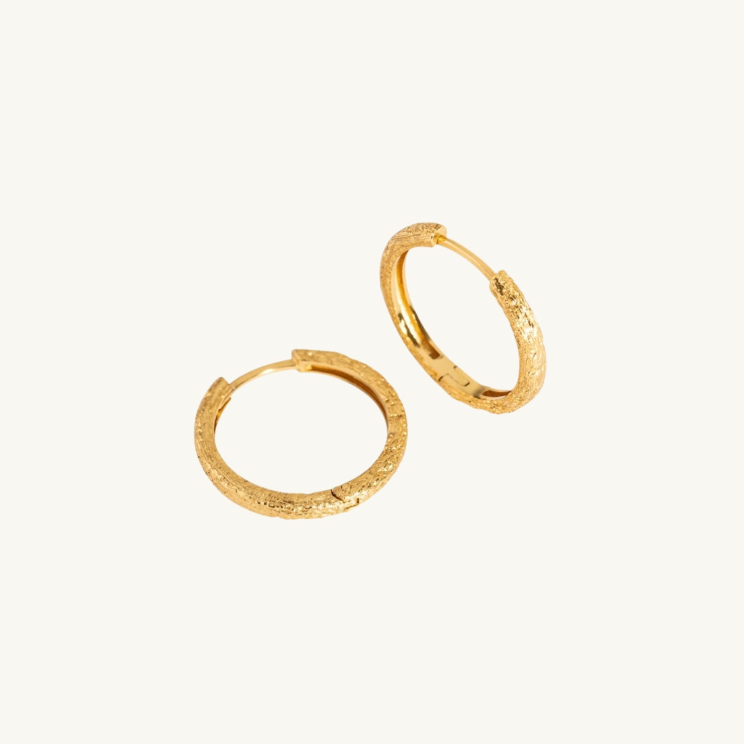 Antique-Textured Gold Hoop Earrings