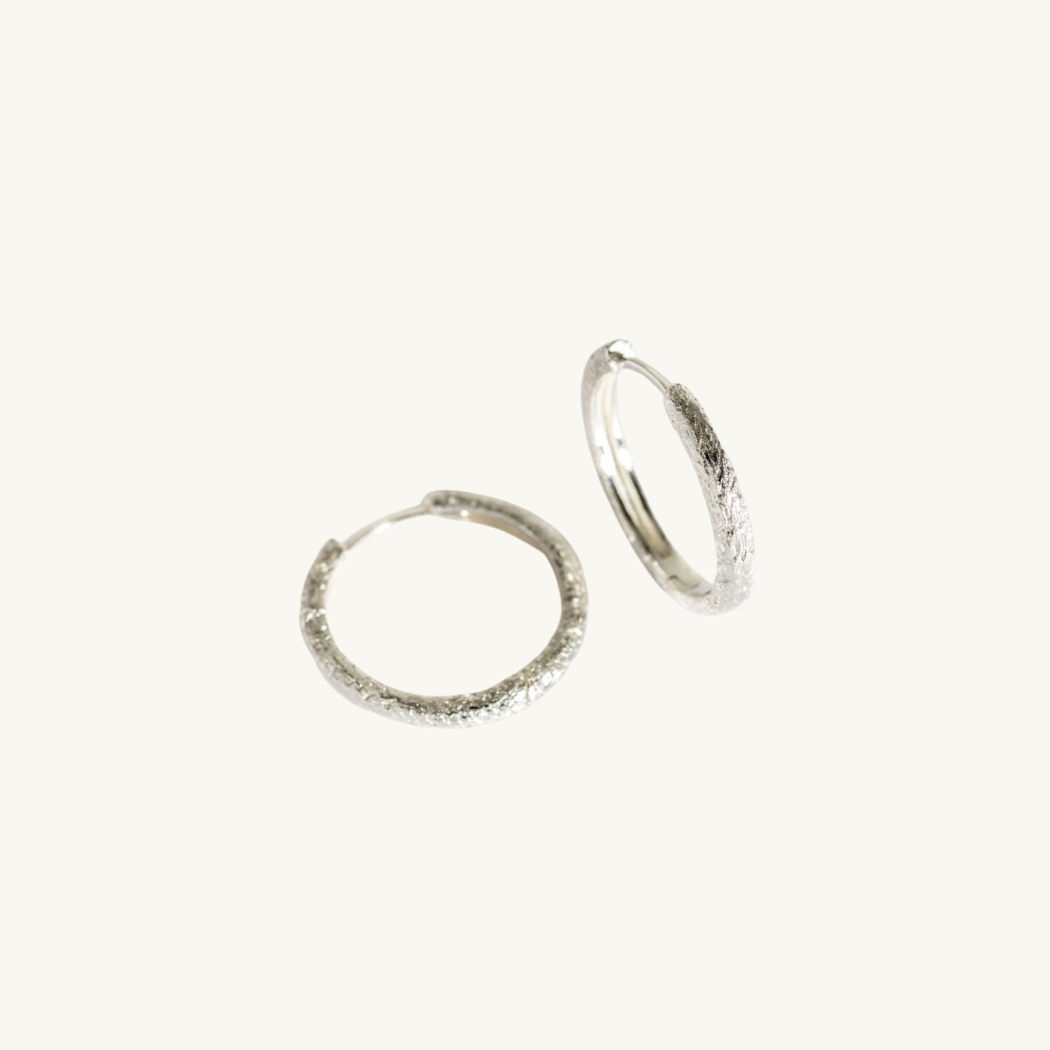 Antique-Textured Silver Hoop Earrings