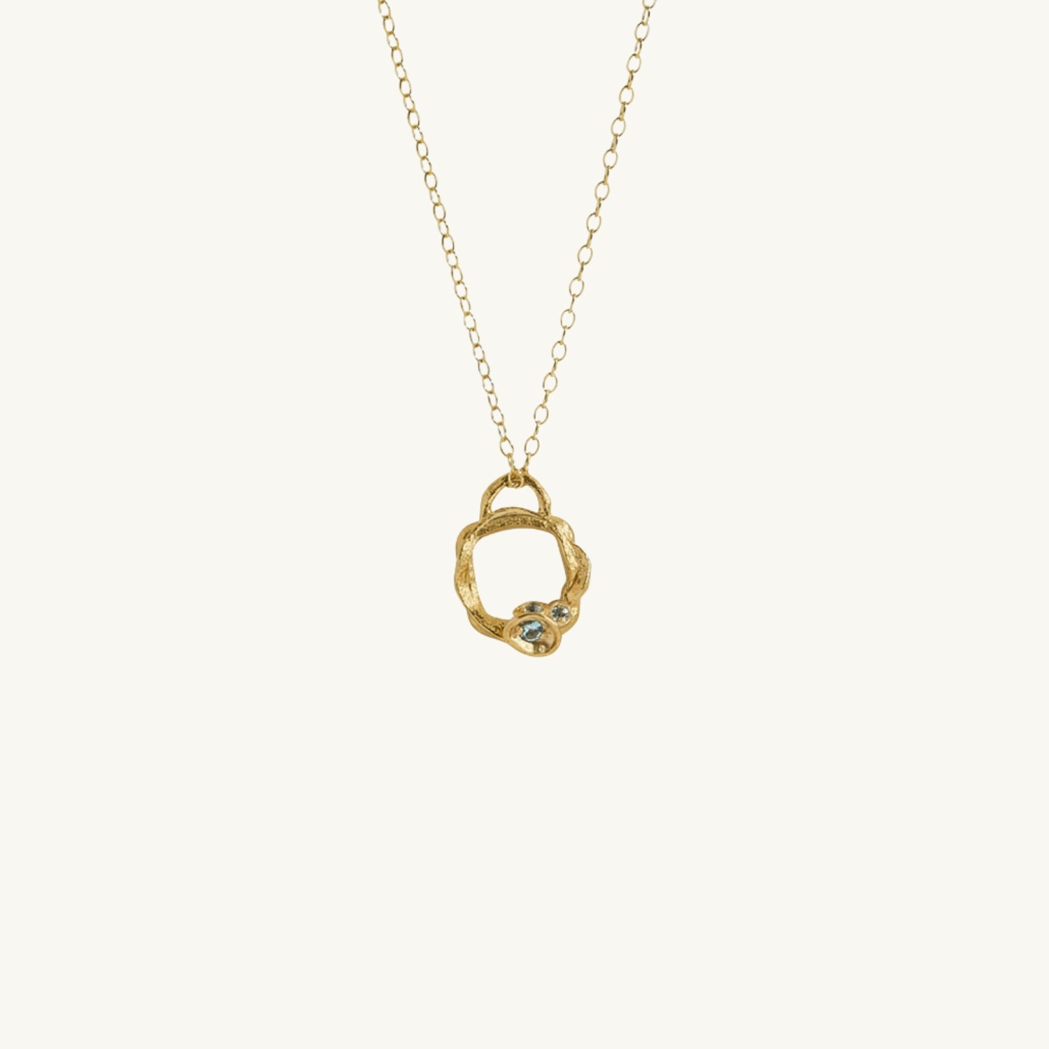 Aquamarine Gold Circle Necklace (Small)