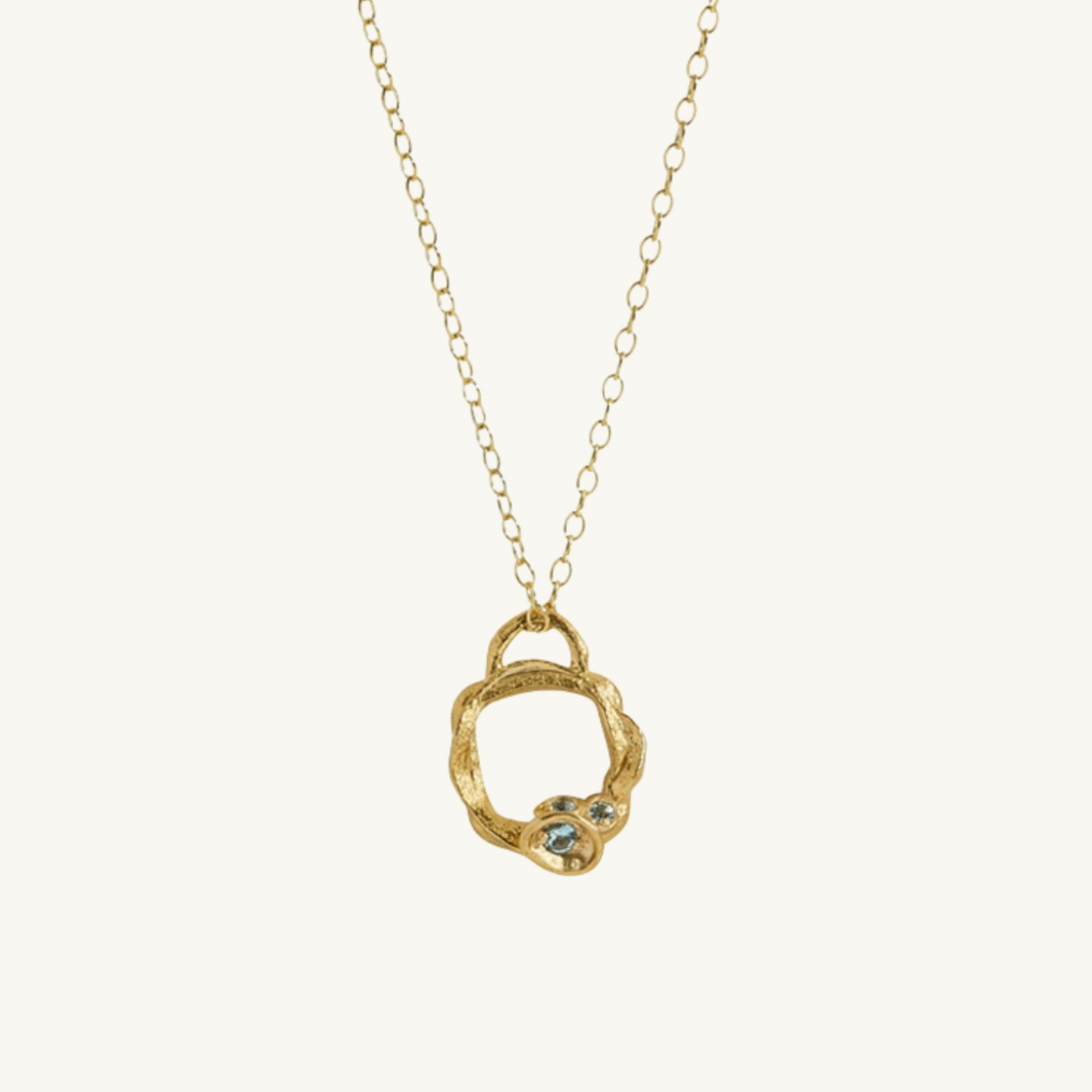 Aquamarine Gold Circle Necklace (Small)