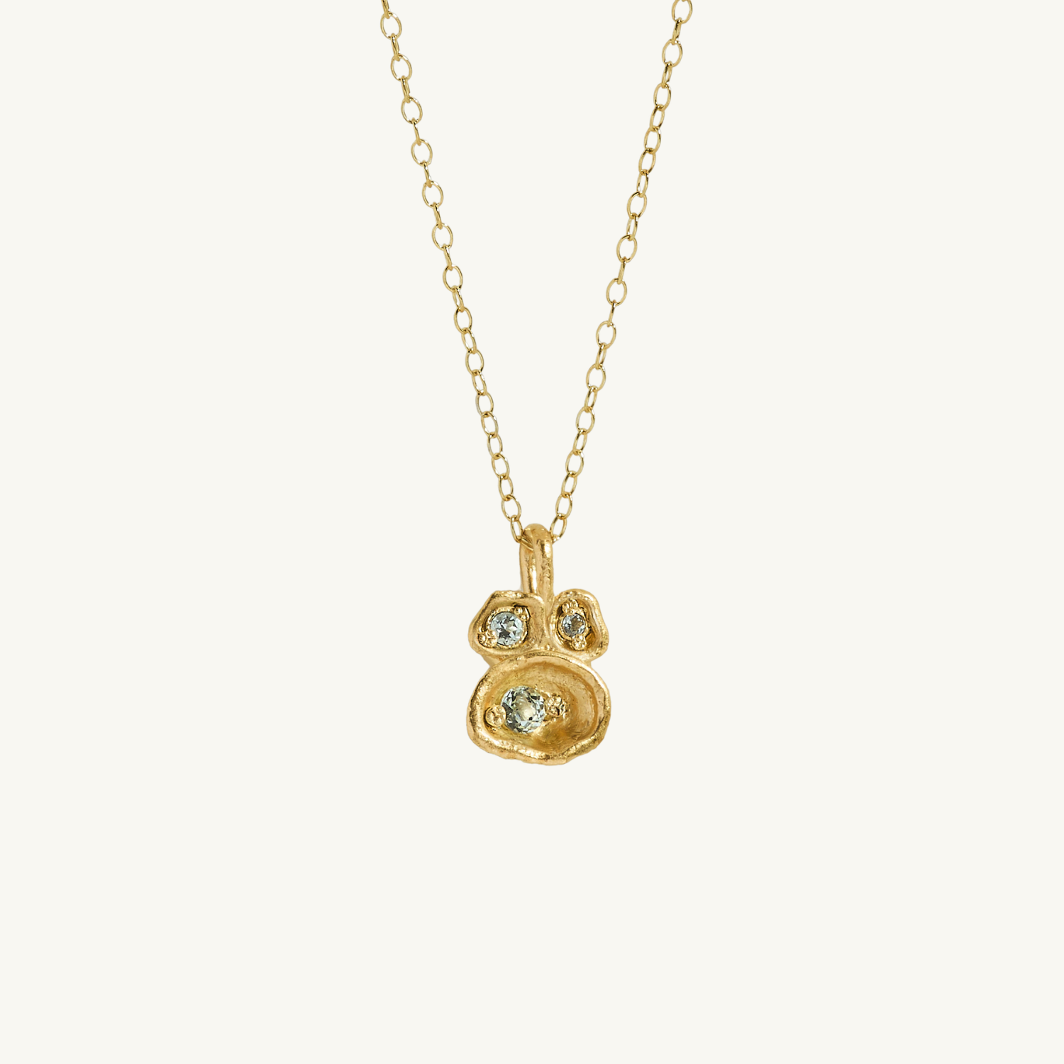 Aquamarine Gold Lichen Pendant Necklace