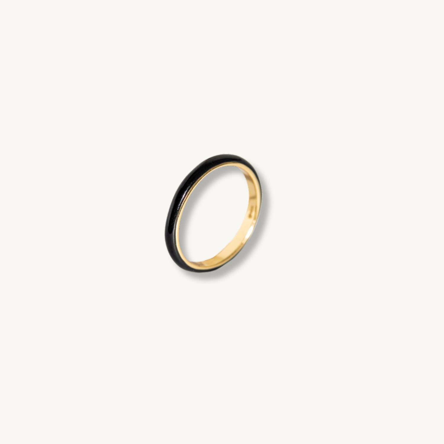 Black Enamel Gold Ring