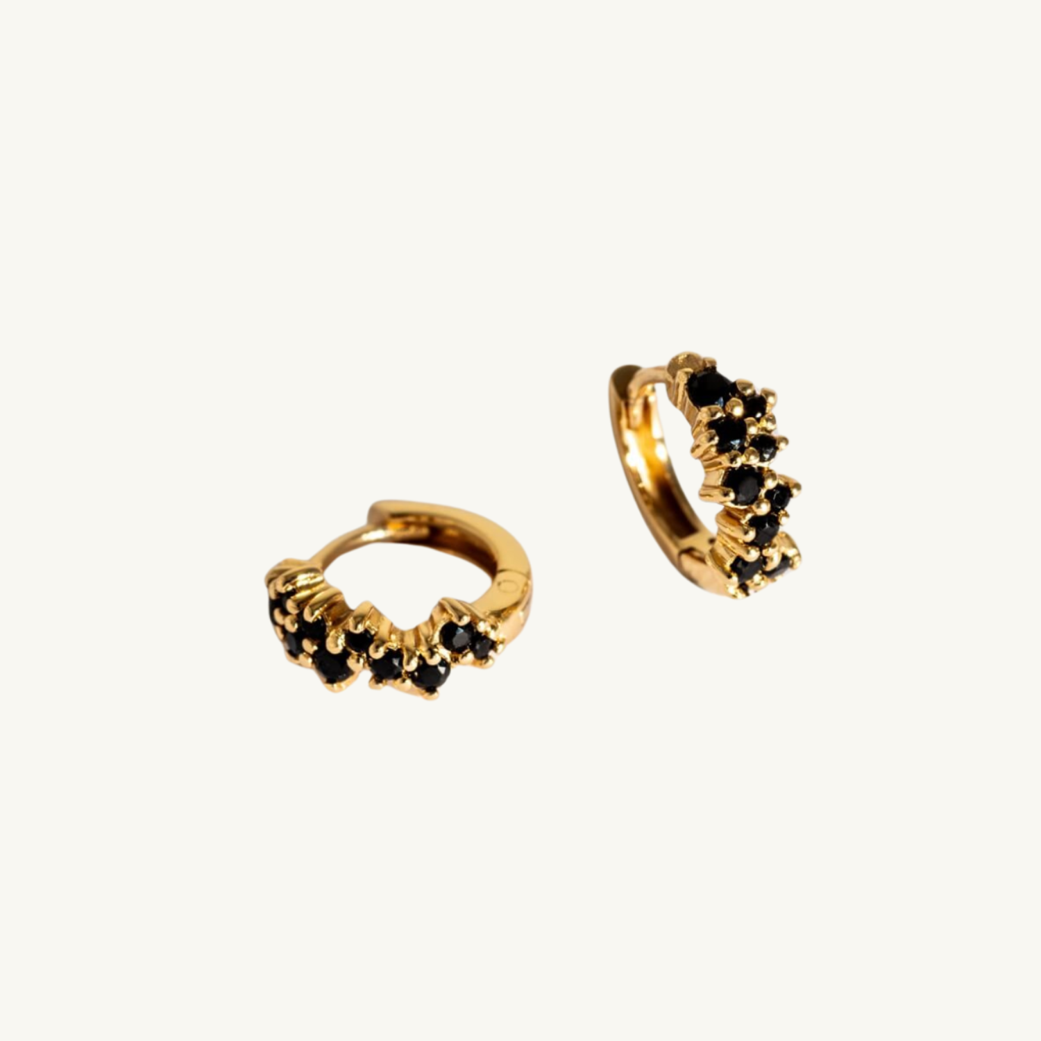Black Gold Galaxy Huggie Earrings