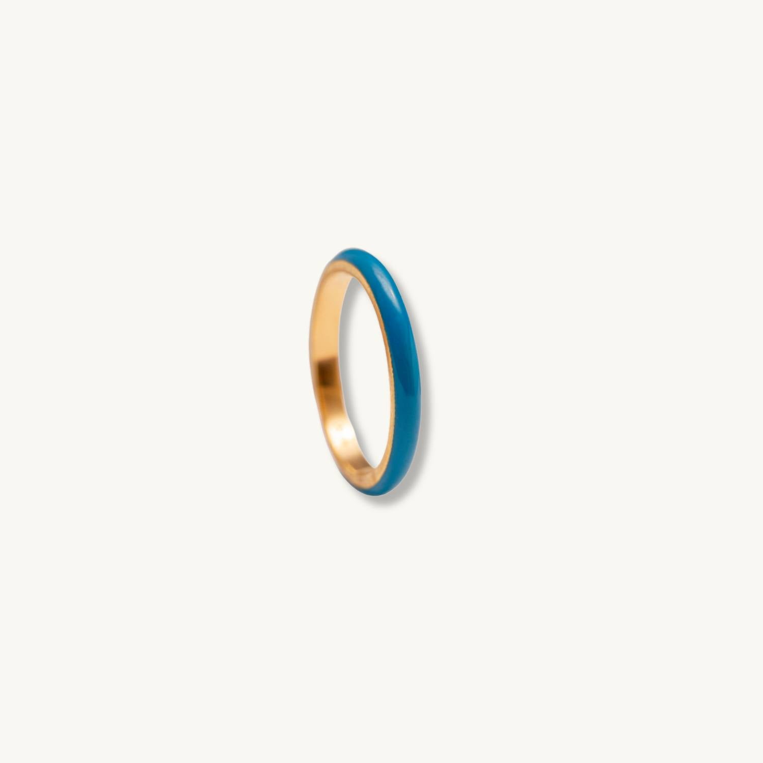 Blue Enamel Gold Ring