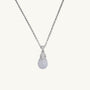 Blue Lace Agate Silver Lichen Pendant Necklace - rolo chain