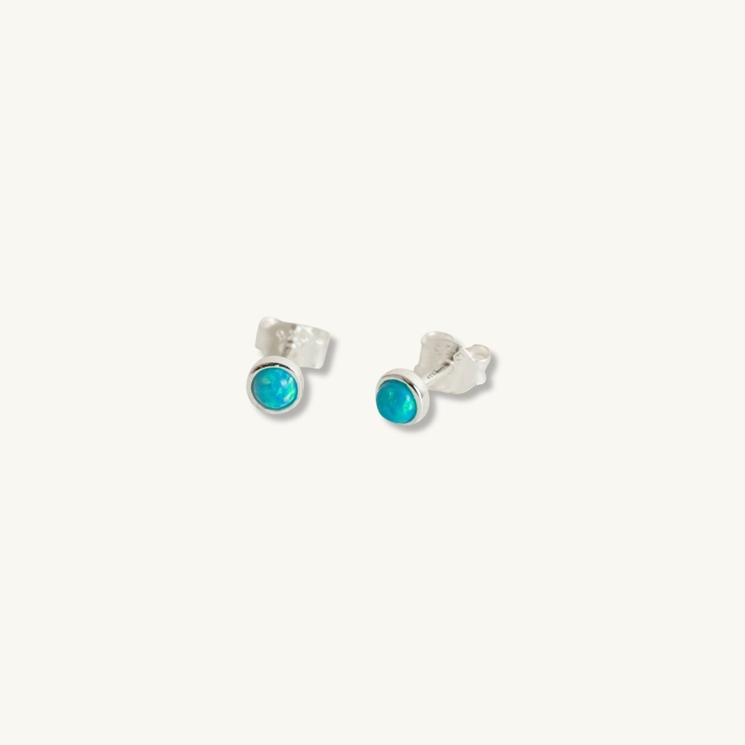 Blue Opal Silver Stud Earrings