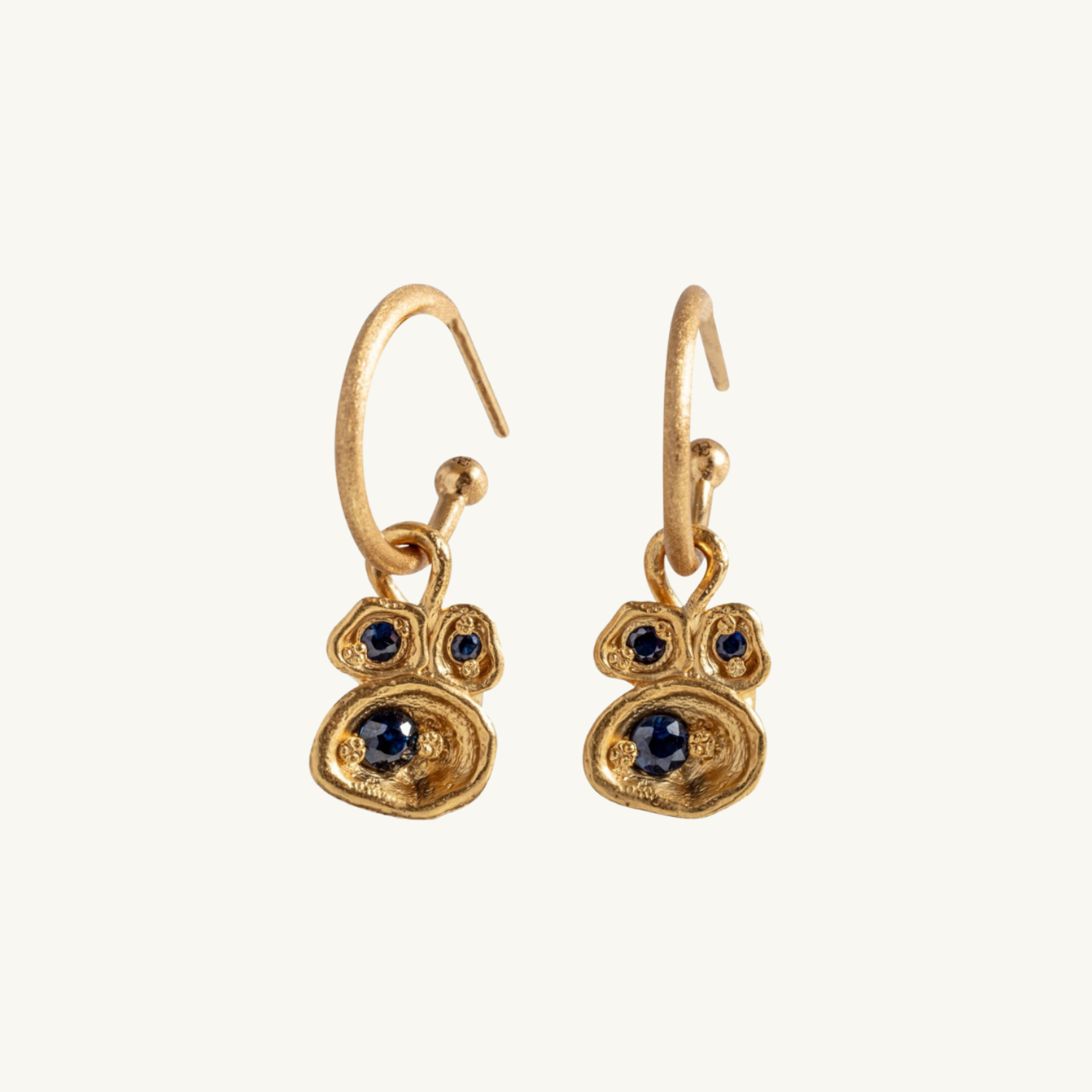 Sapphire Gold Lichen Hoop Earrings