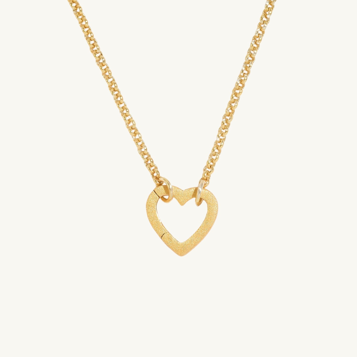 Brushed Gold Vermeil Heart Connector Pendant Necklace