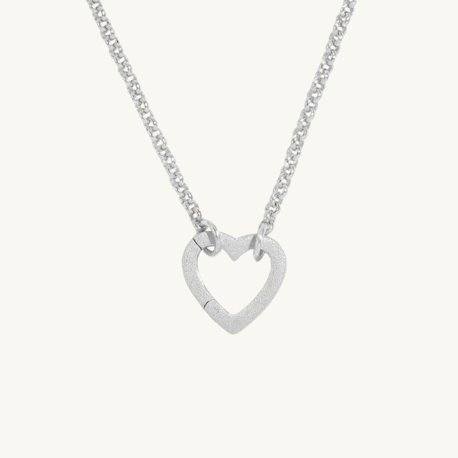 Brushed Heart Silver Connector Necklace