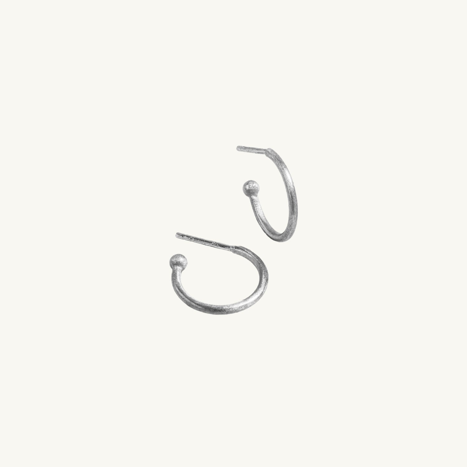 Minimalist Brushed Silver Hoop Earrings