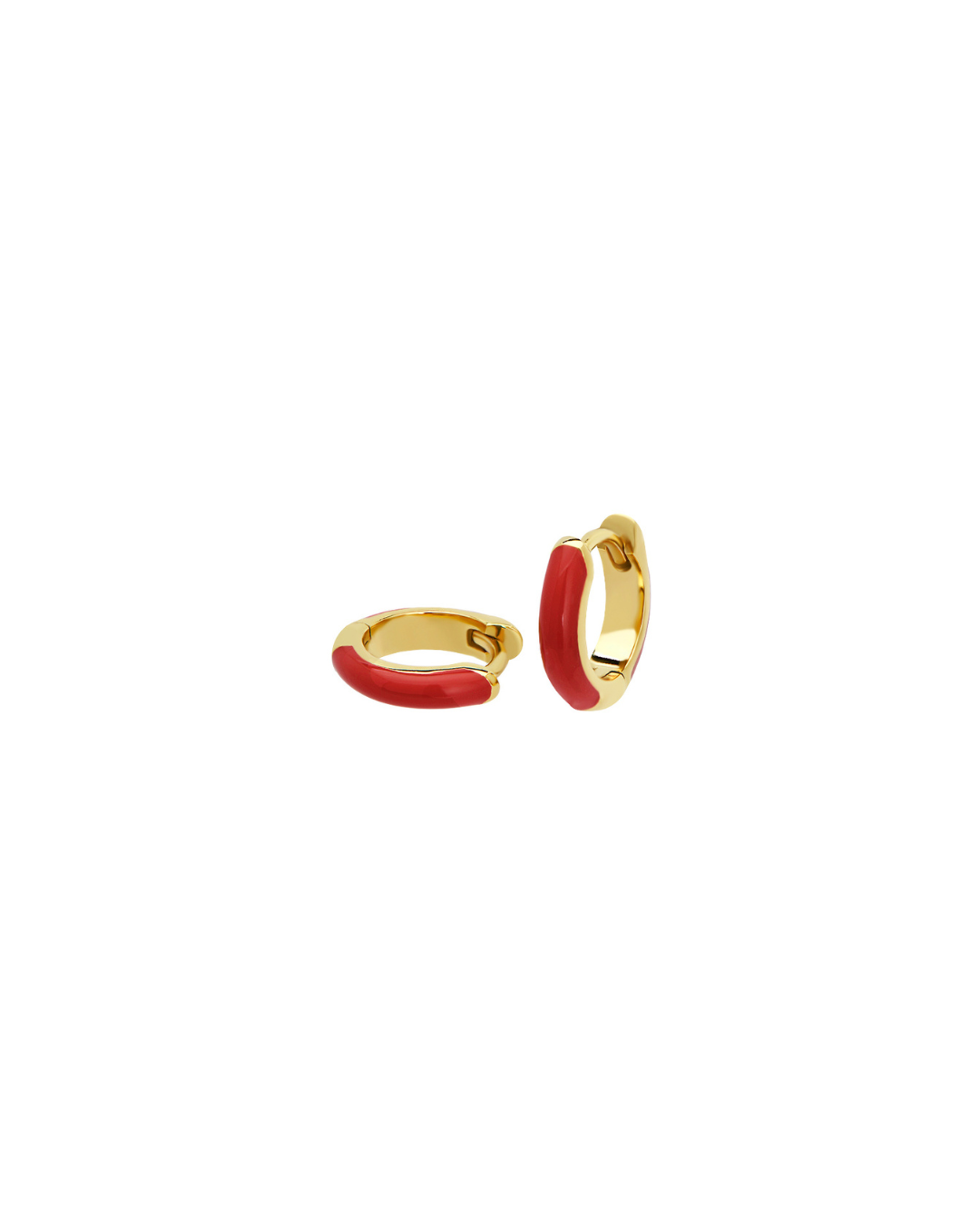 Cherry Red Enamel Huggie Hoop Earrings