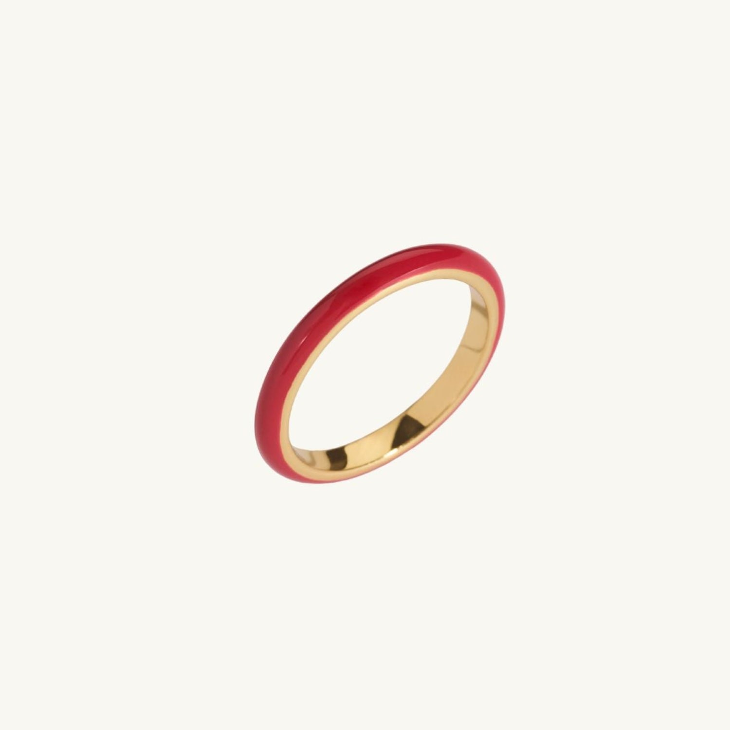 Cherry Red Enamel Gold Ring