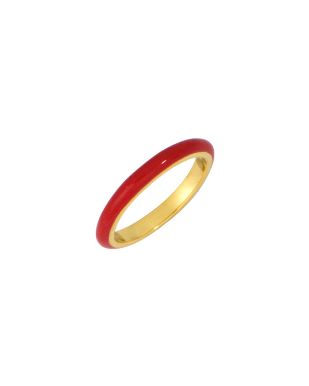 Cherry Red Enamel Gold Ring