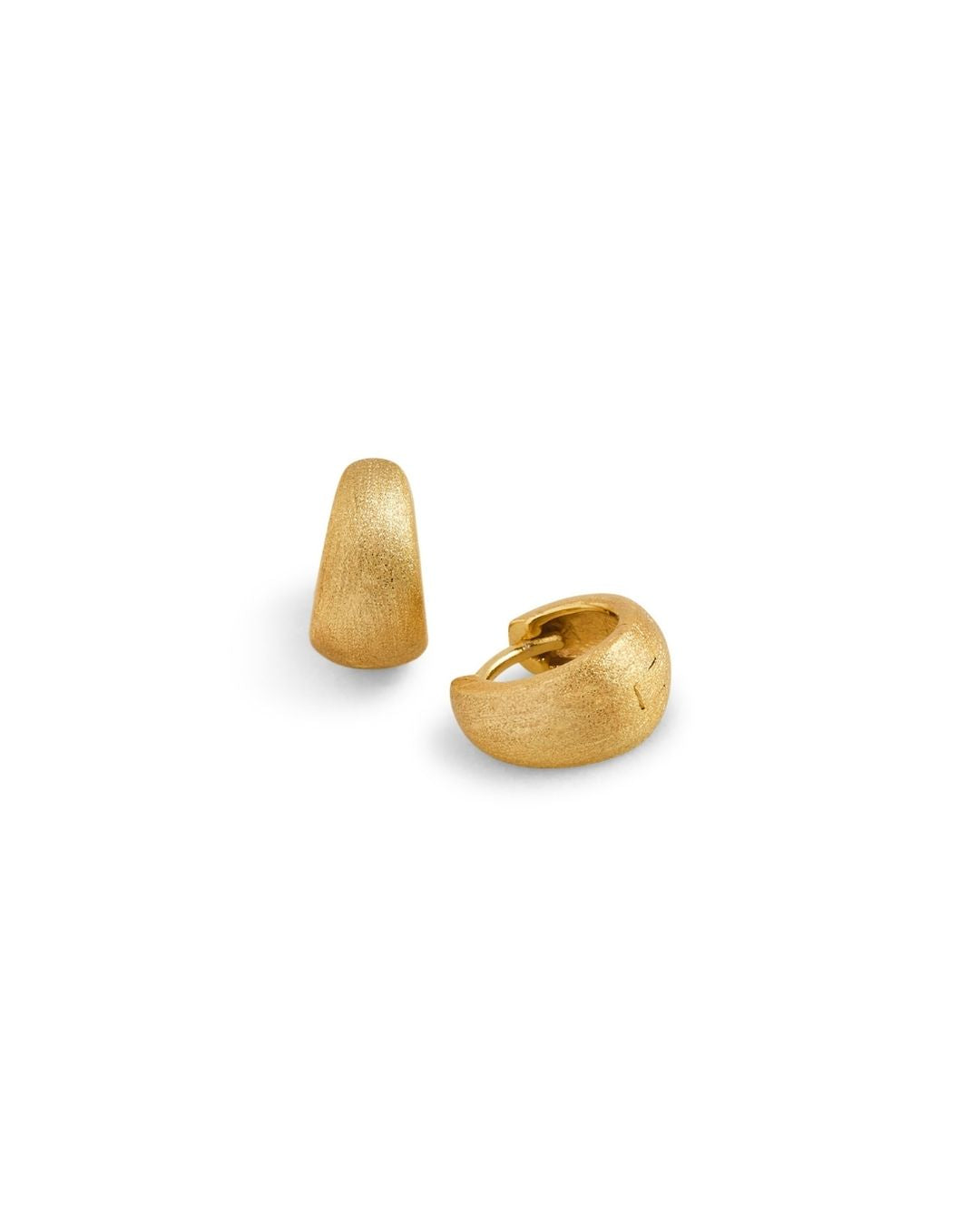 Brushed Gold Chunky Huggie Hoops
